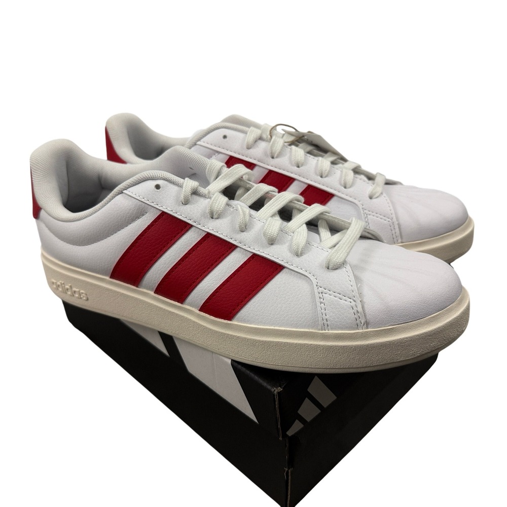 Adidas Streettalk Sneakers Mens 9 White Red Low Top Shell Toe JP8279 NEW